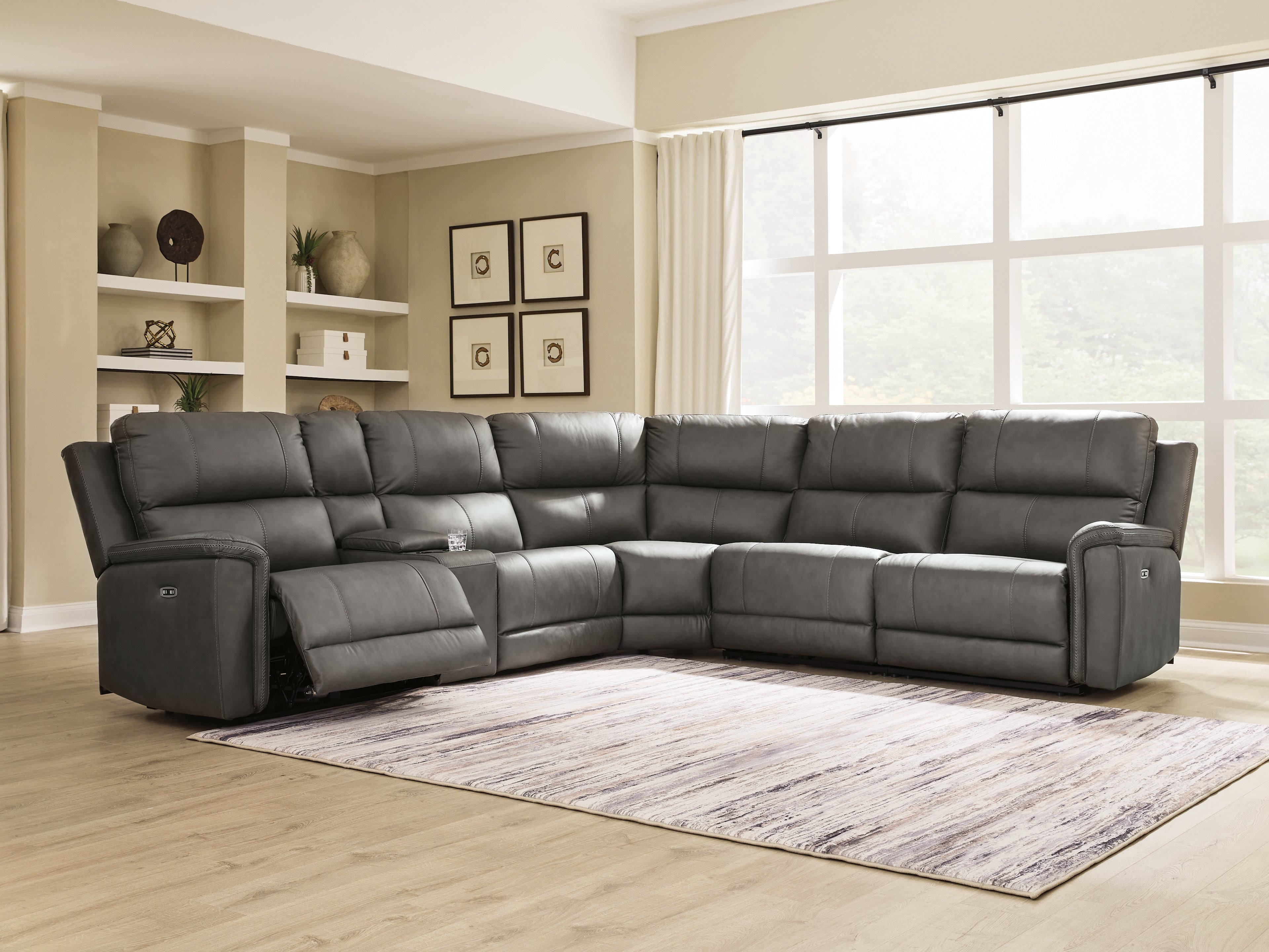 Prime Furniture - Ashley Furniture - Bleckley Sectional - 6-Piece Power Reclining Sectional / Anchor - PCU12000S5