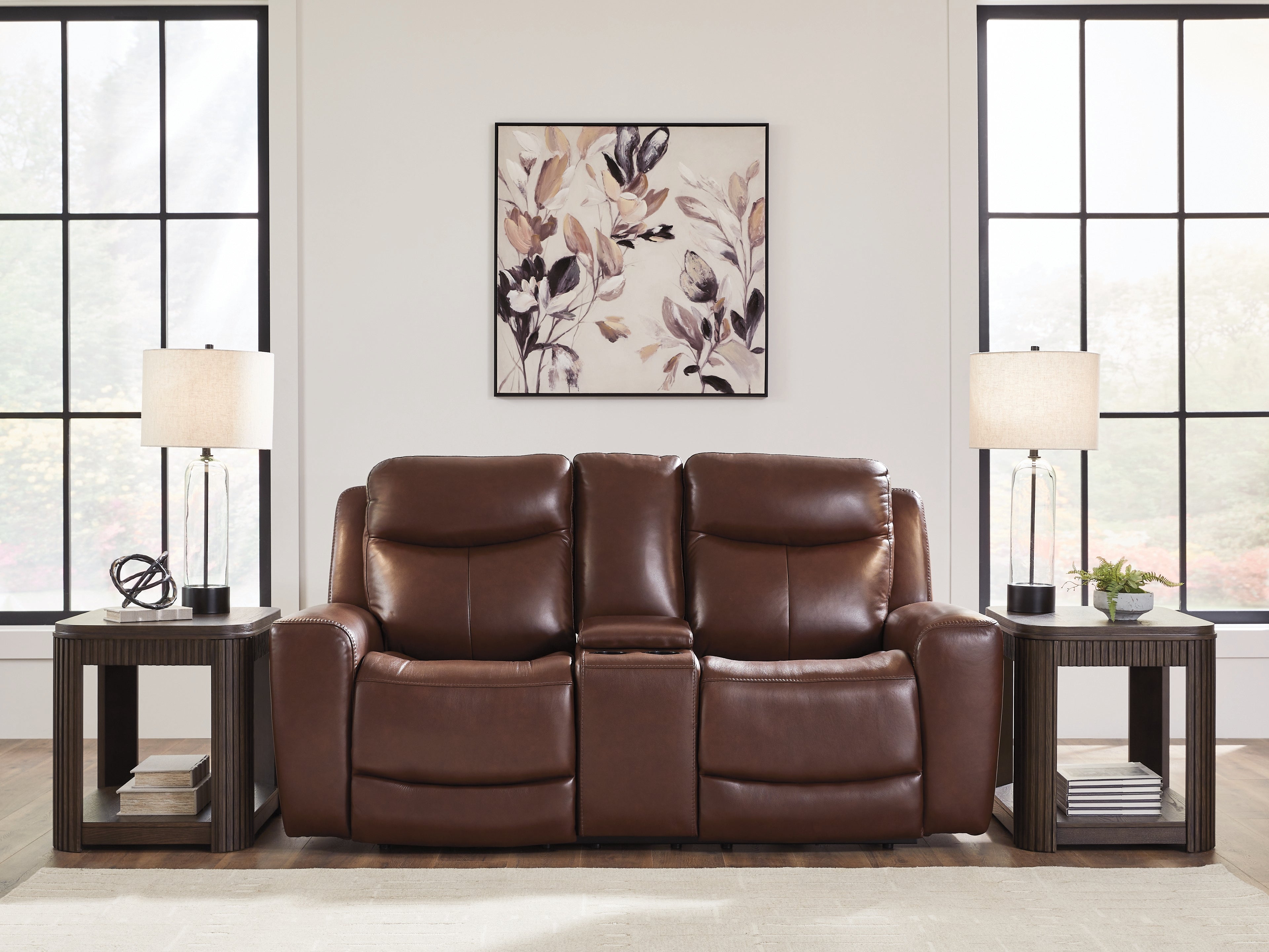 Prime Furniture - Ashley Furniture - Next Move Living Room - PWR REC Loveseat/CON/ADJ HDRST / Mahogany - PCU1210218