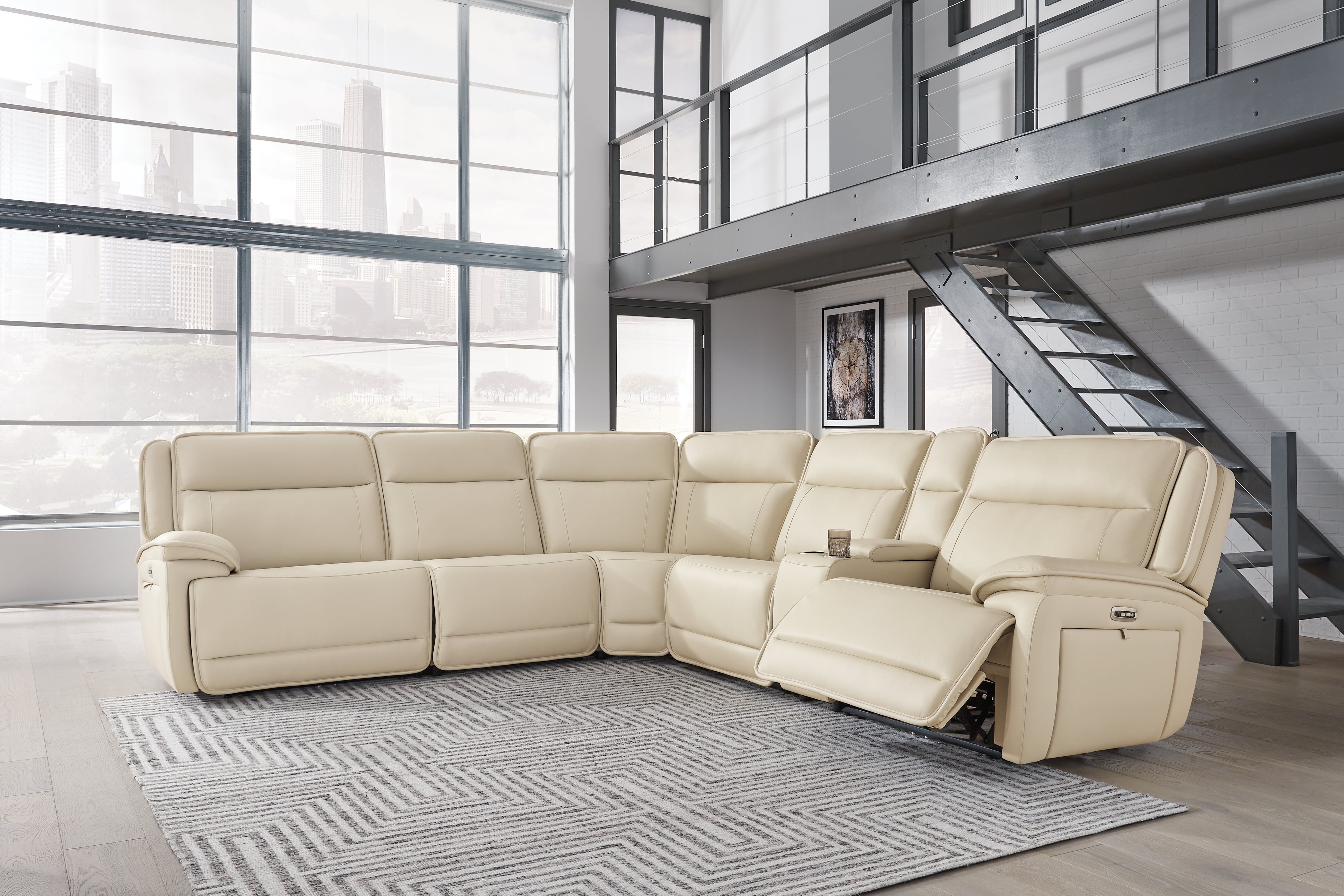 Prime Furniture - Ashley Furniture - Double Deal Sectional - 6-Piece Power Reclining Sectional / Almond - U13001S1