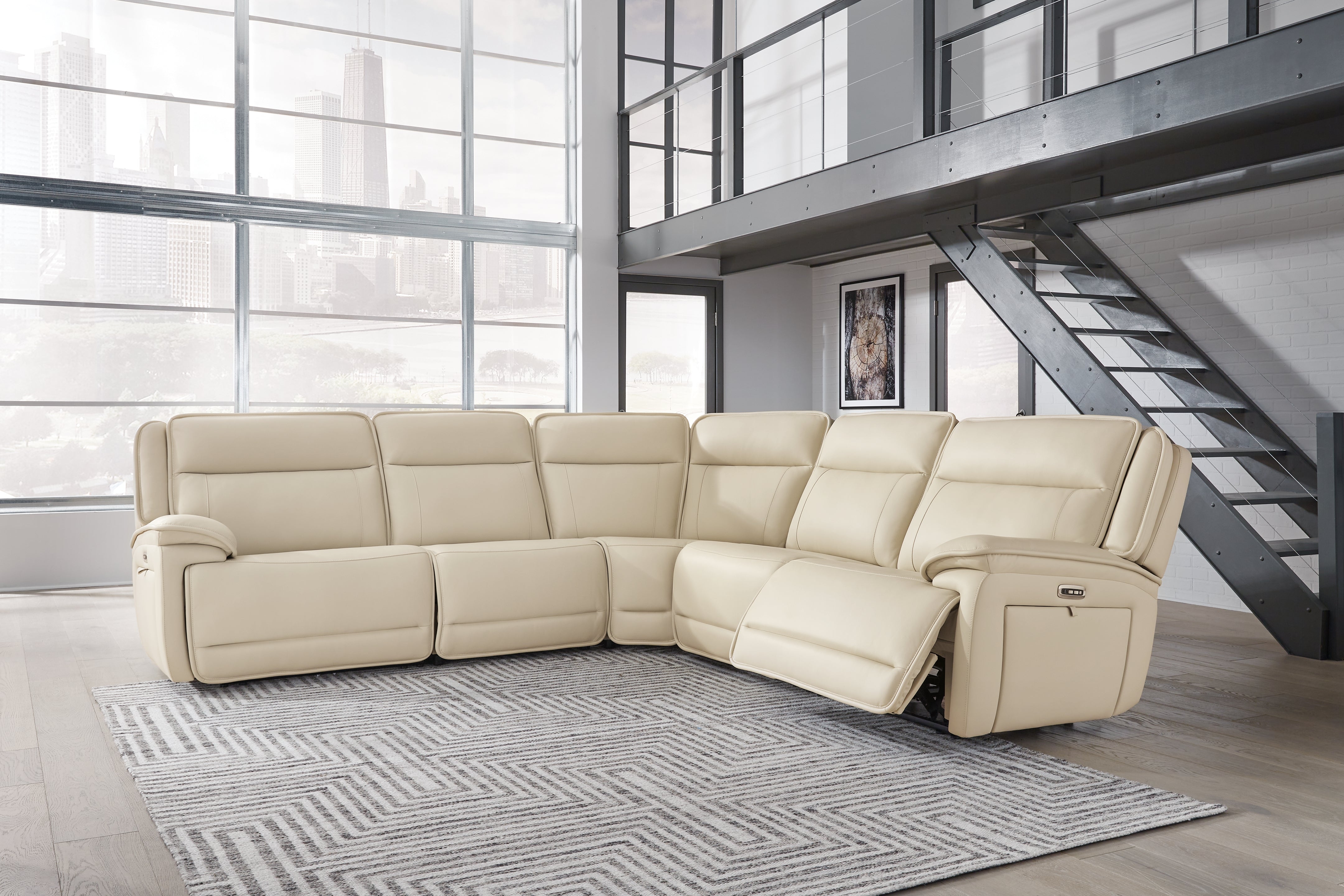 Prime Furniture - Ashley Furniture - Double Deal Sectional - 5-Piece Power Reclining Sectional / Almond - U13001S2