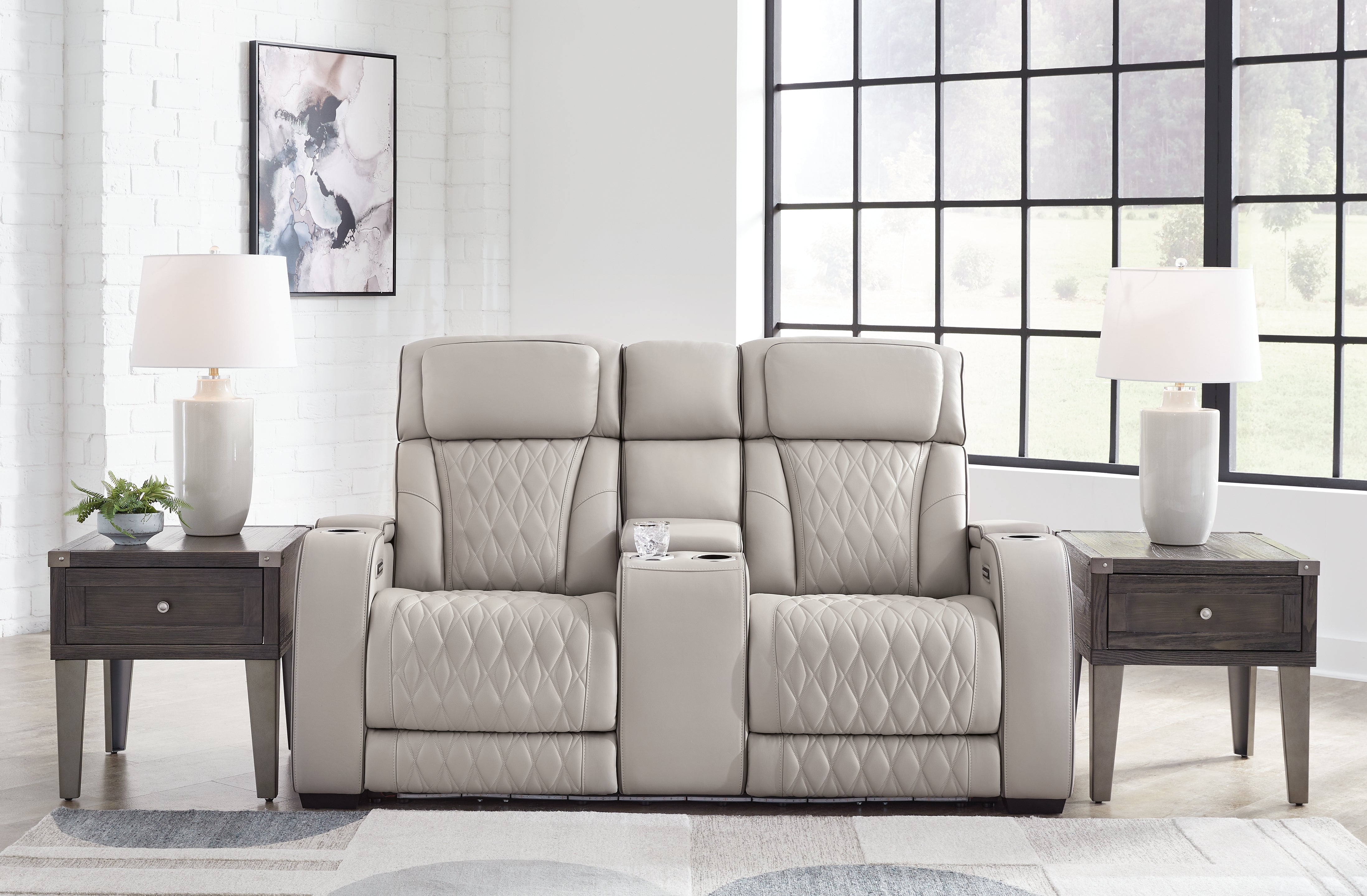 Prime Furniture - Ashley Furniture - Boyington Living Room - PWR REC Loveseat/CON/ADJ HDRST / Gray - U2710518