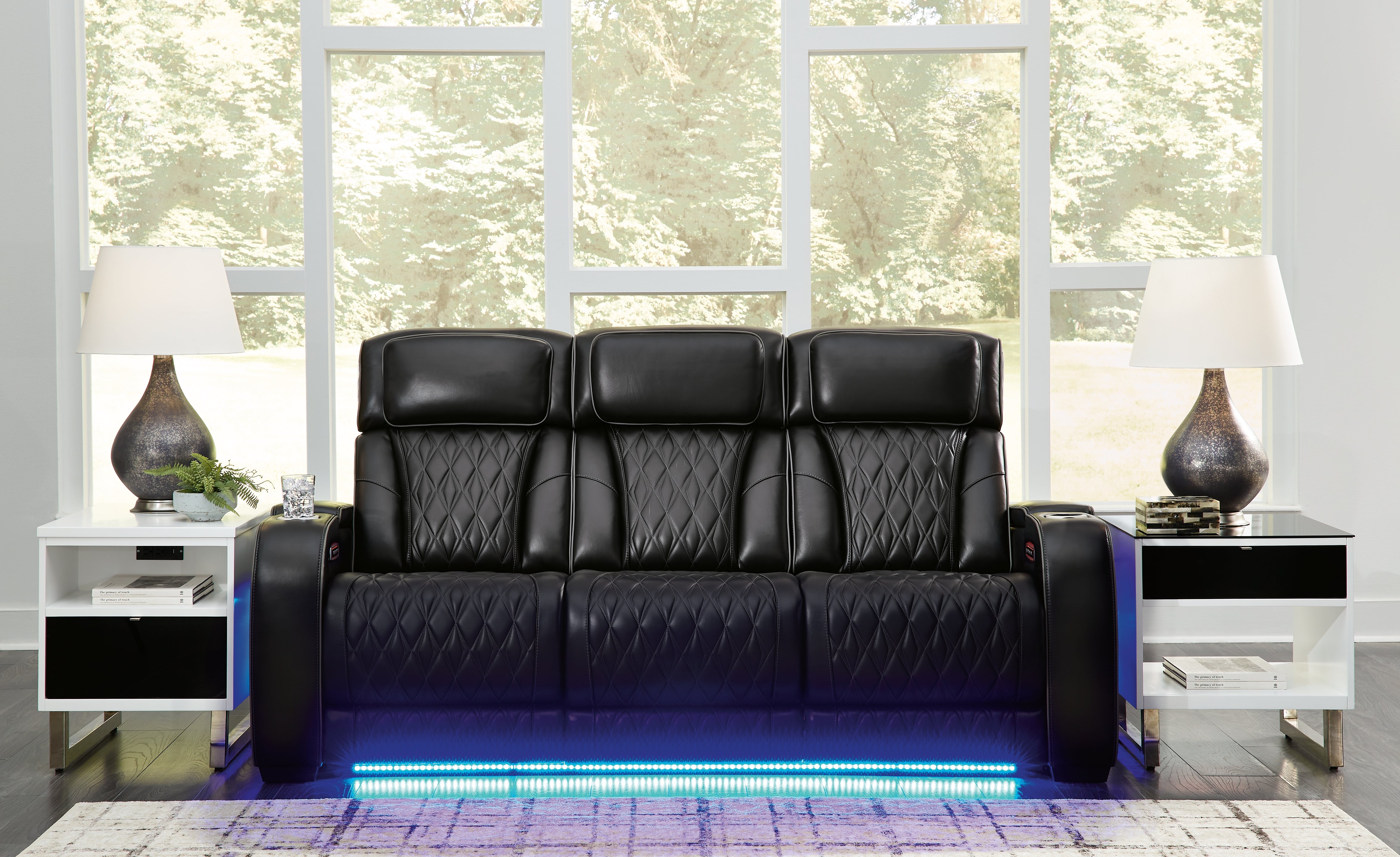 Prime Furniture - Ashley Furniture - Boyington Living Room - PWR REC Sofa with ADJ Headrest / Black - U2710615
