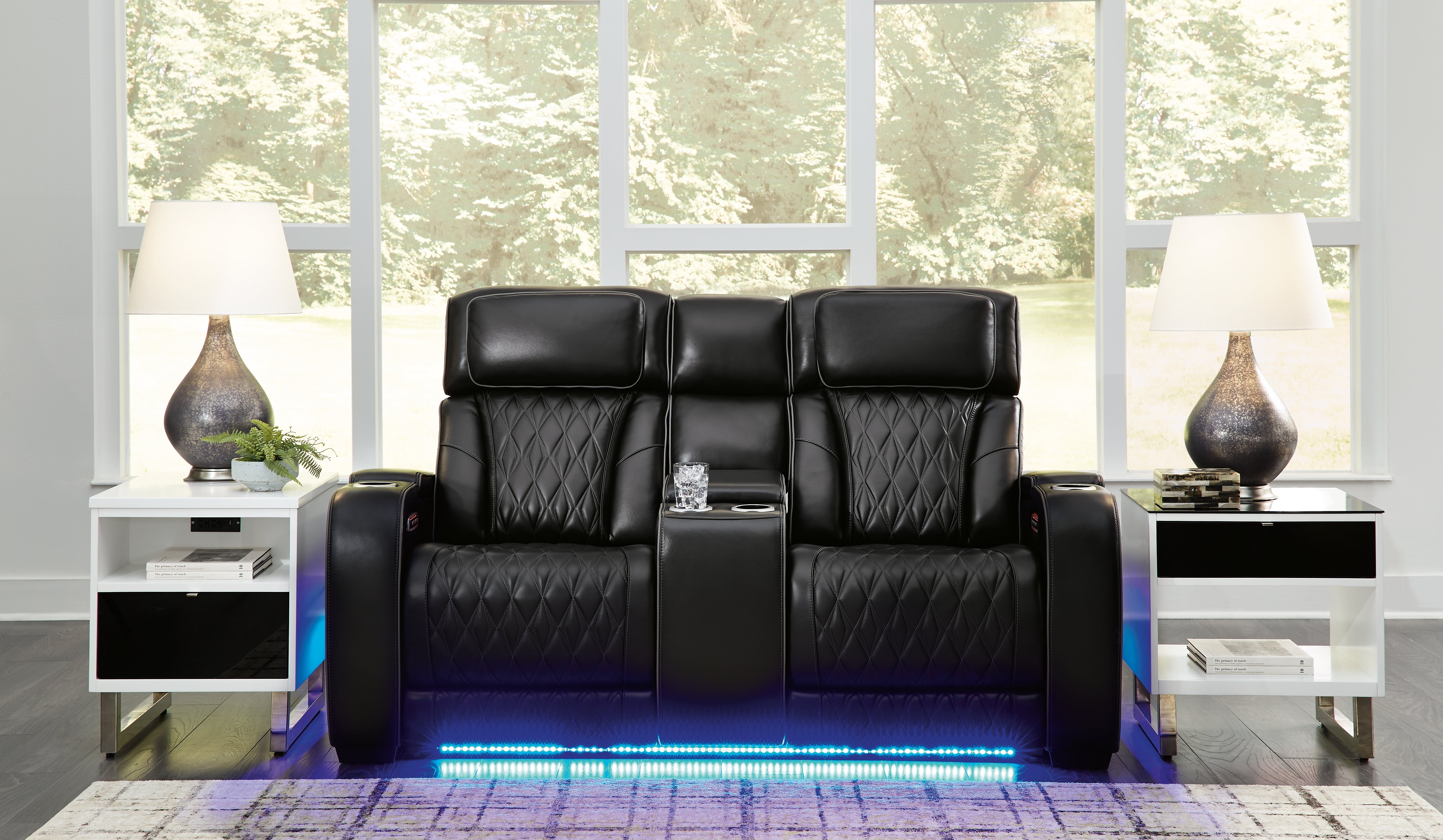 Prime Furniture - Ashley Furniture - Boyington Living Room - PWR REC Loveseat/CON/ADJ HDRST / Black - U2710618