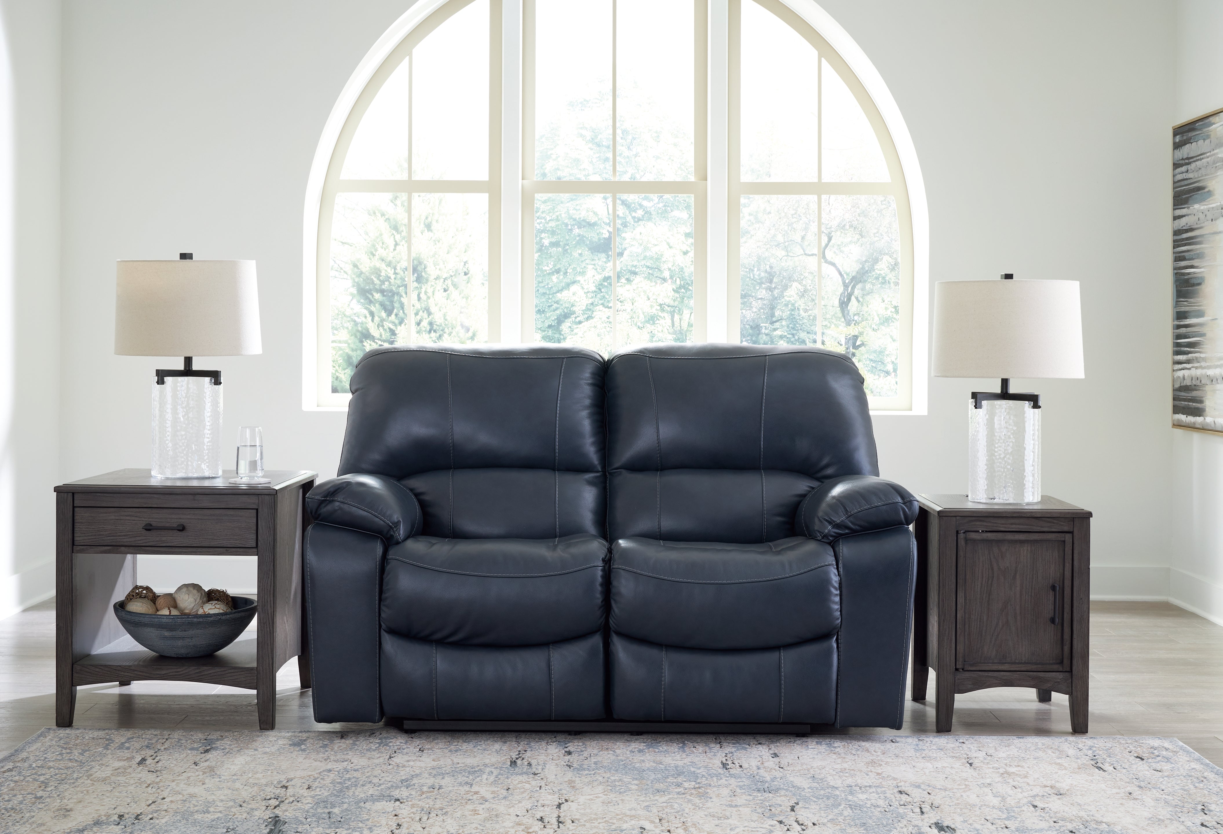 Prime Furniture - Ashley Furniture - Leesworth Living Room - Reclining Power Loveseat / Ocean - U4380974