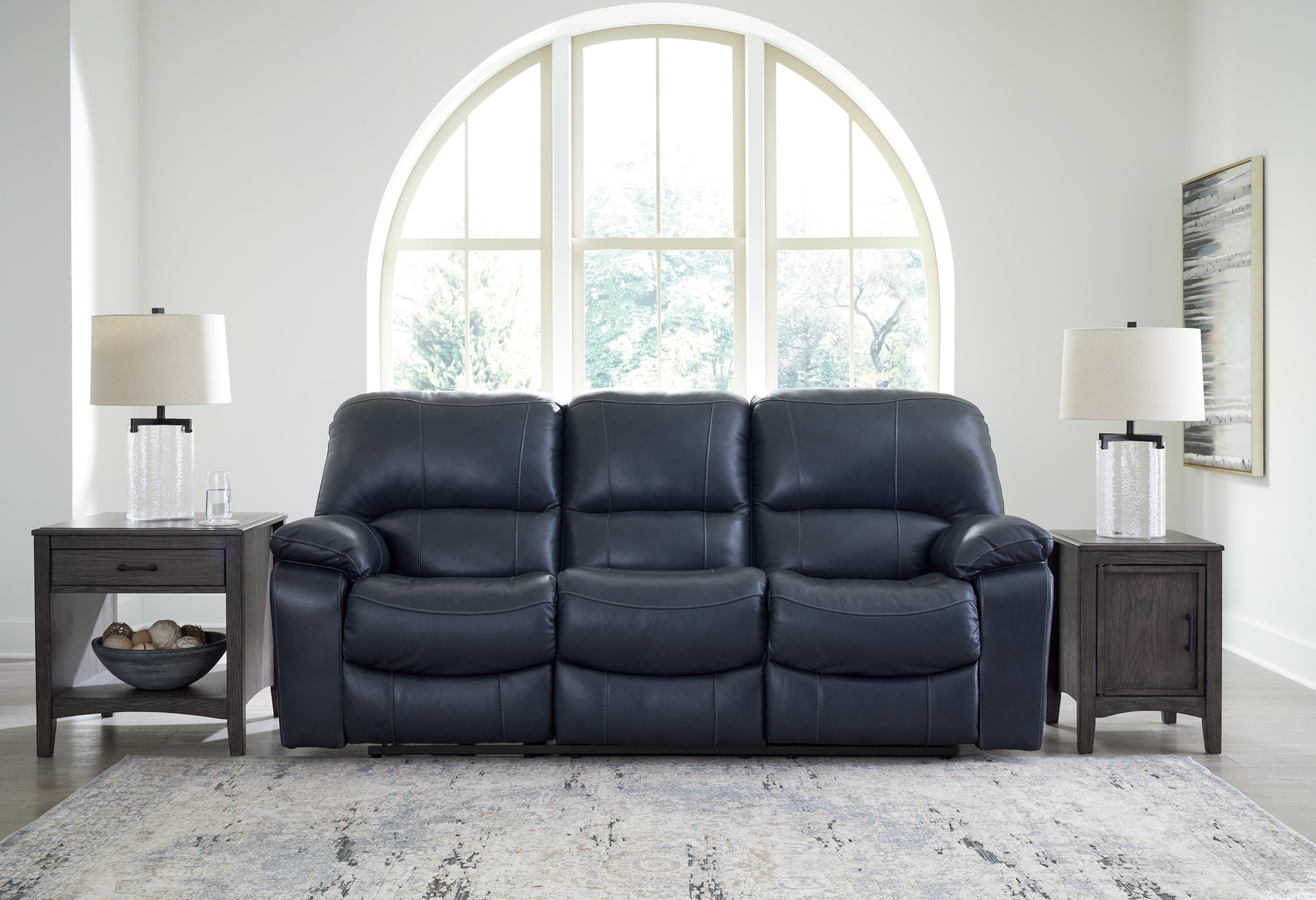 Prime Furniture - Ashley Furniture - Leesworth Living Room - Reclining Power Sofa / Ocean - U4380987