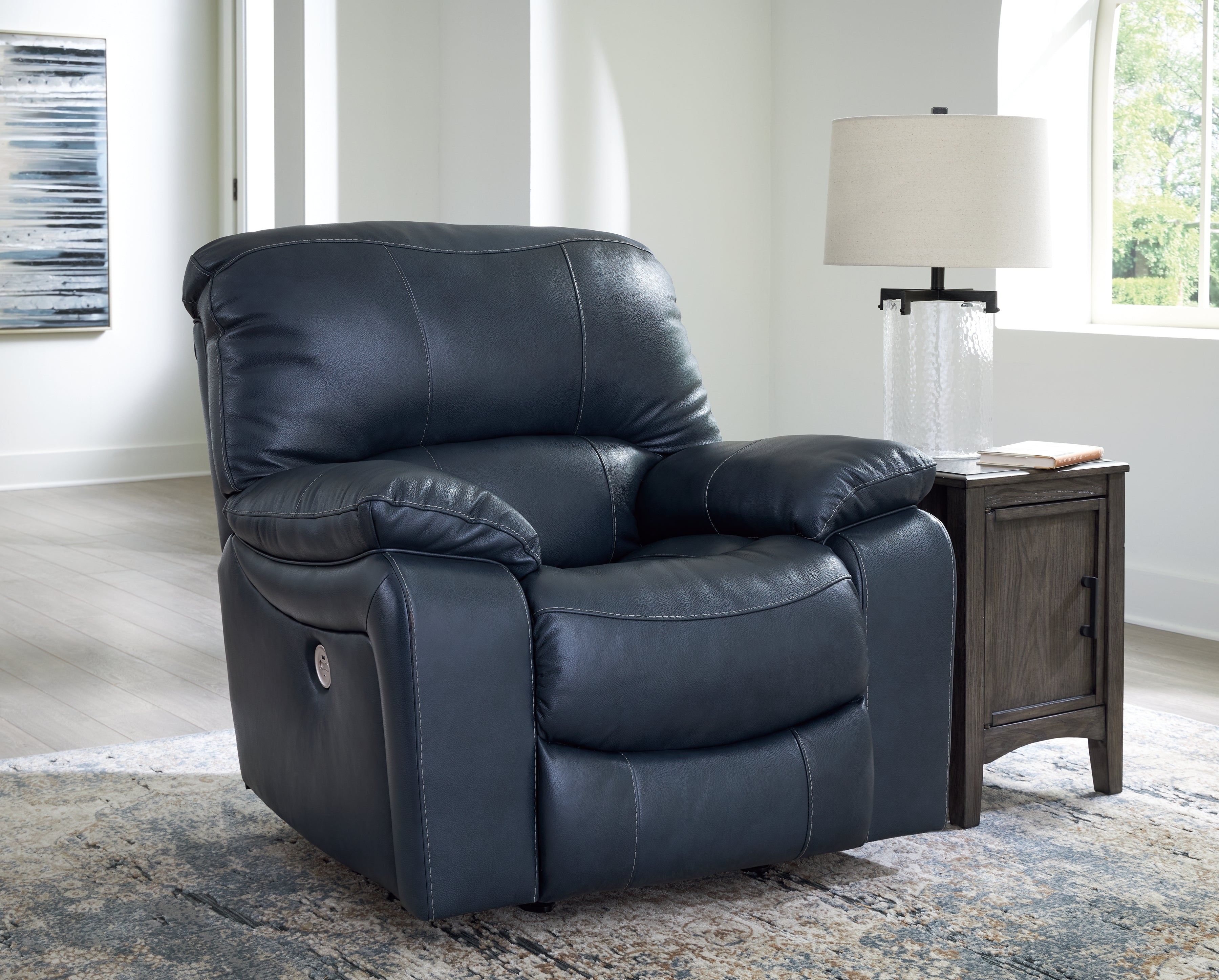 Prime Furniture - Ashley Furniture - Leesworth Living Room - Power Rocker Recliner / Ocean - U4380998