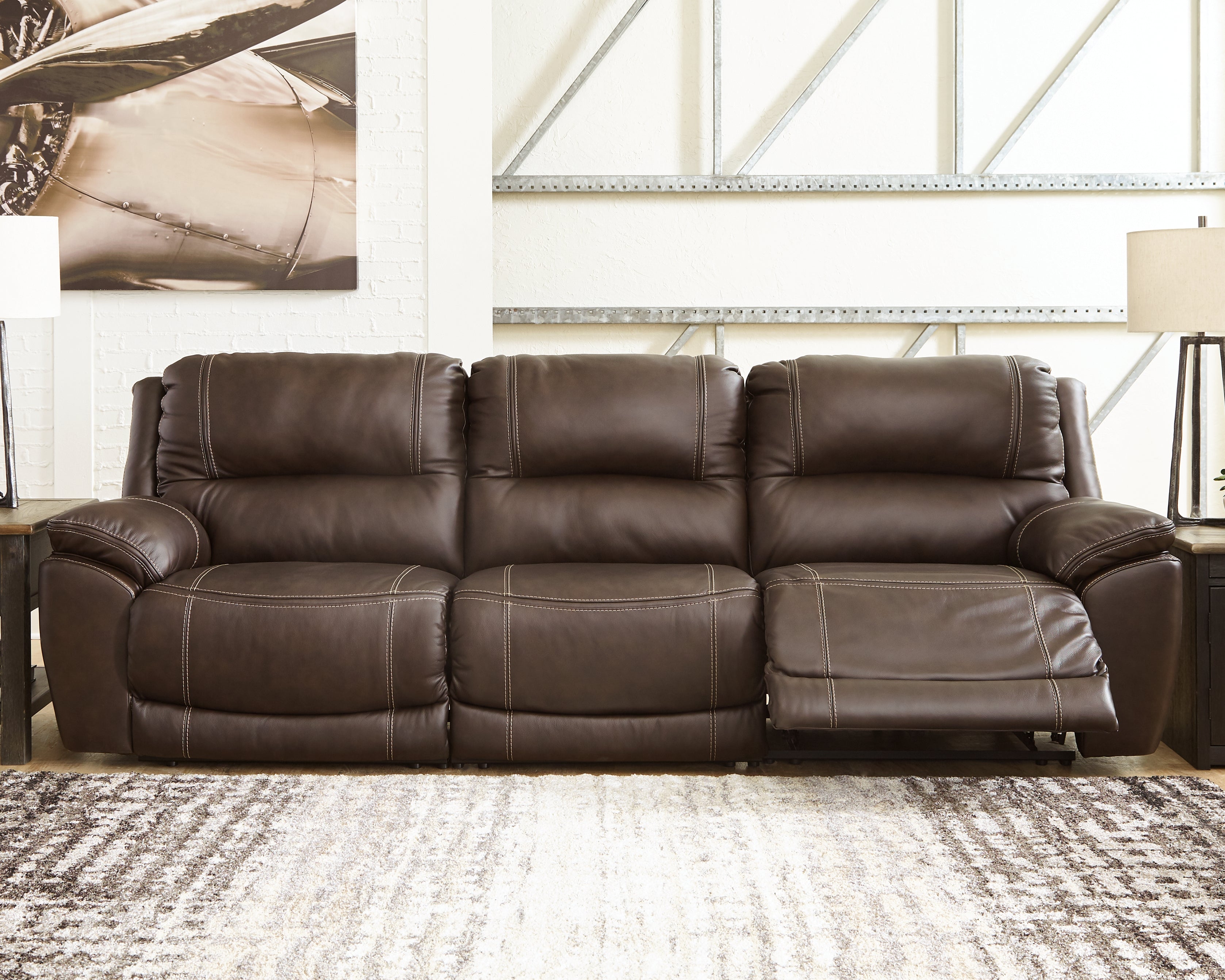 Prime Furniture - Ashley Furniture - Dunleith Sectional - 3-Piece Power Reclining Sofa / Chocolate - U71604S5