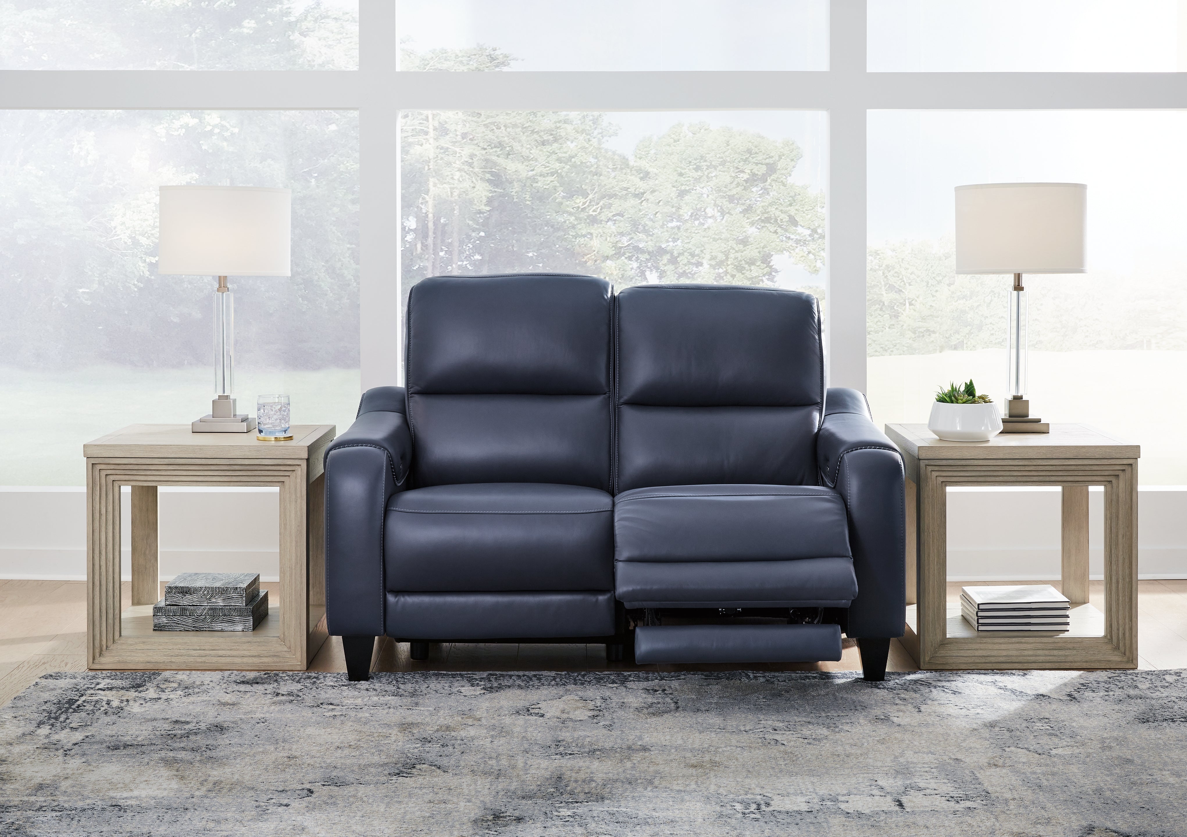 Prime Furniture - Ashley Furniture - Mercomatic Living Room - PWR REC Loveseat/ADJ Headrest / Ocean - U7531114