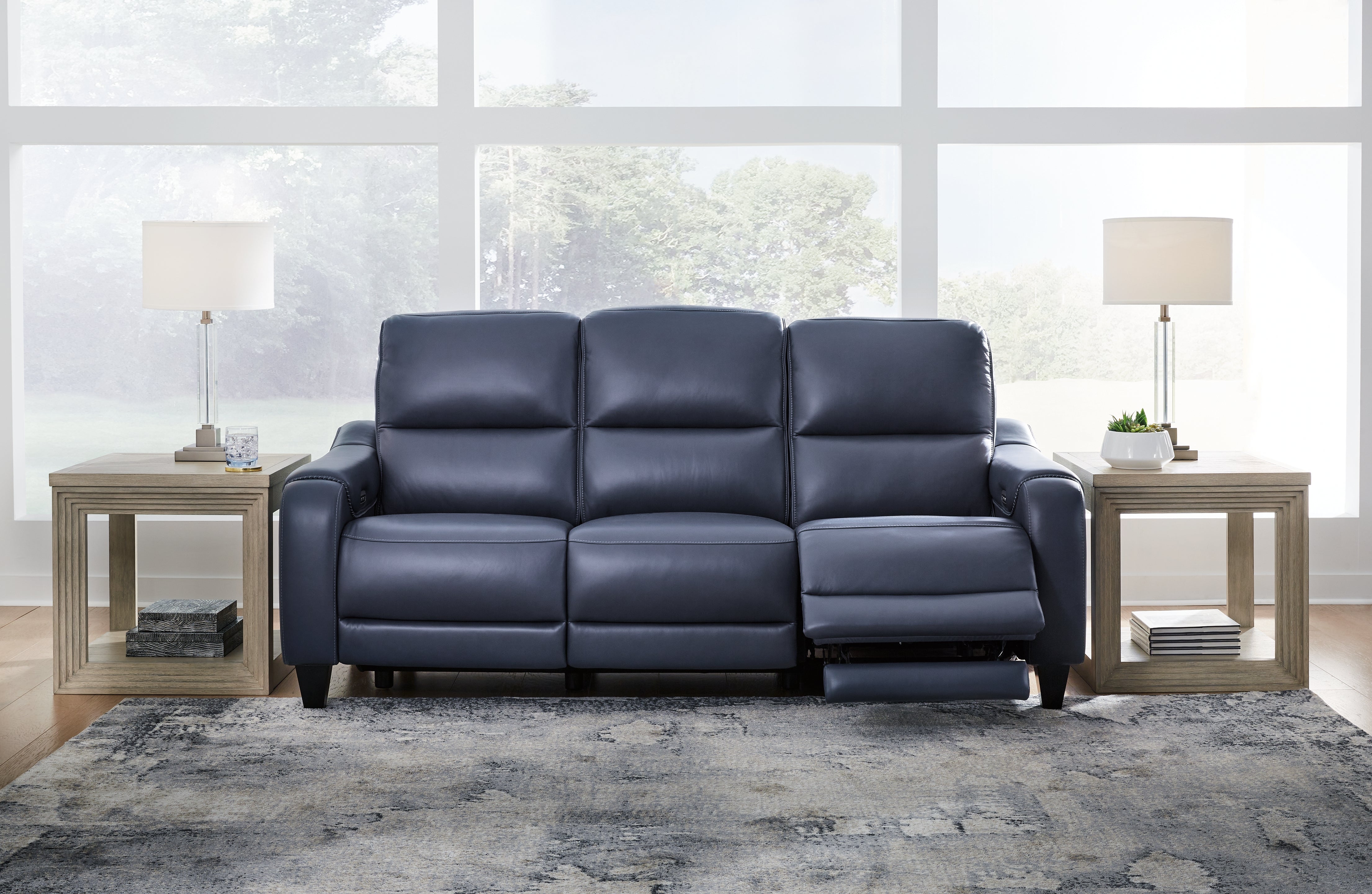 Prime Furniture - Ashley Furniture - Mercomatic Living Room - PWR REC Sofa with ADJ Headrest / Ocean - U7531115