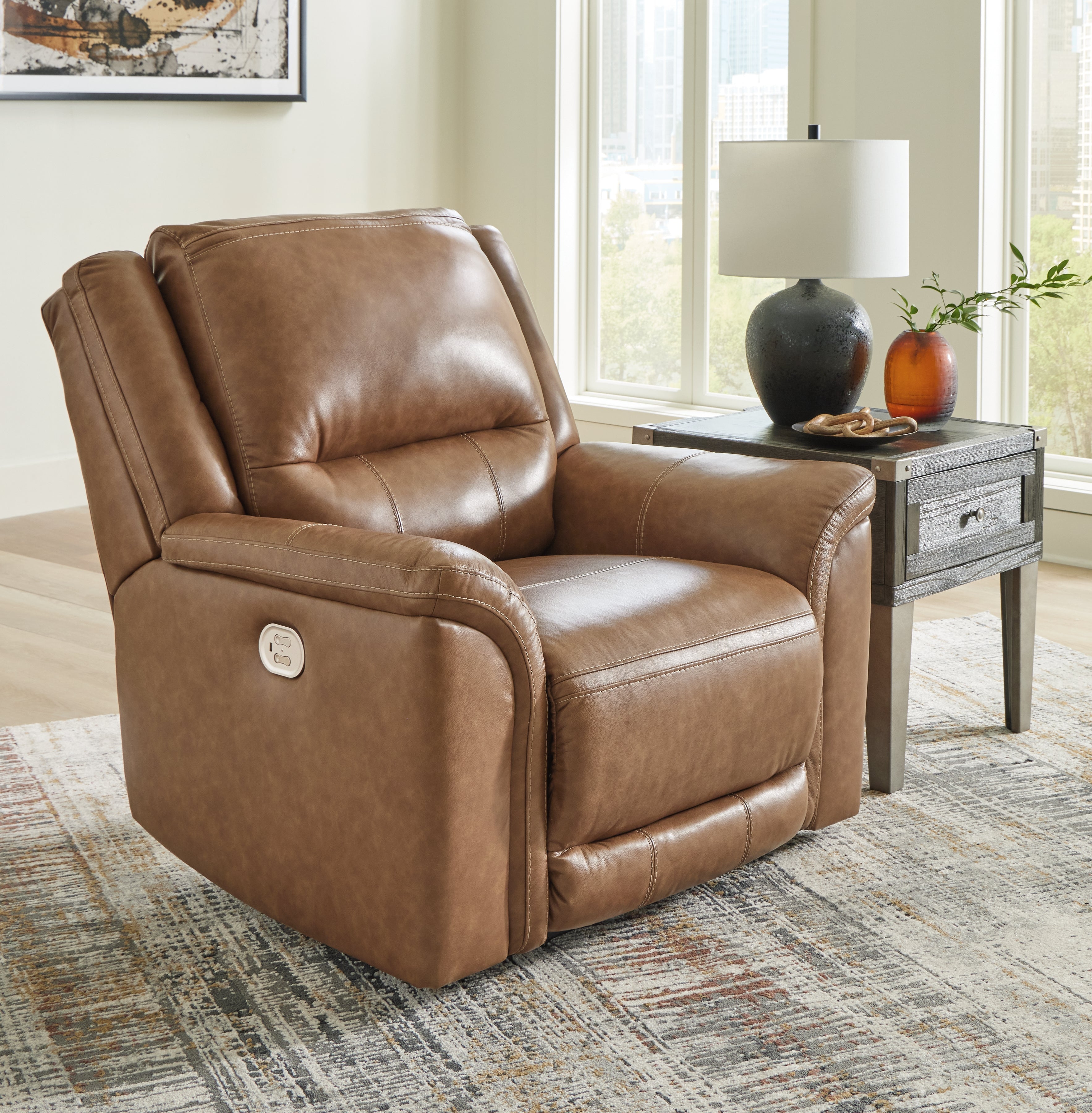 Prime Furniture - Ashley Furniture - Trasimeno Living Room - 2 Seat PWR REC Sofa ADJ HDREST / Caramel - U8281547