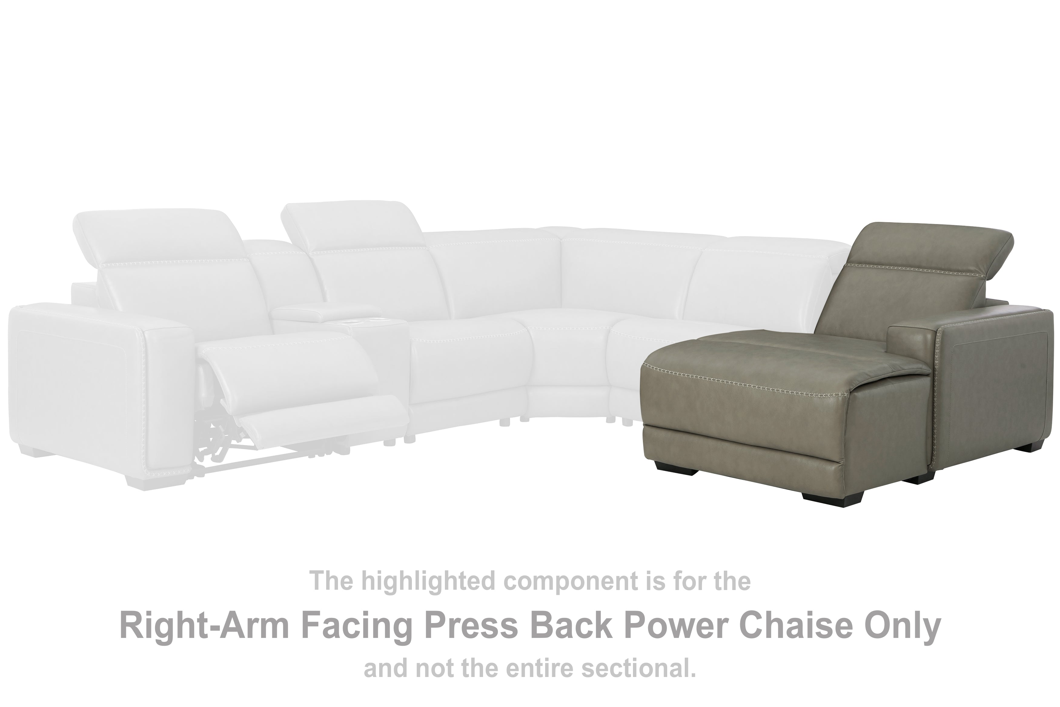 Prime Furniture - Ashley Furniture - Correze Sectional - RAF PWR Reclining Back Chaise / Gray - U9420297