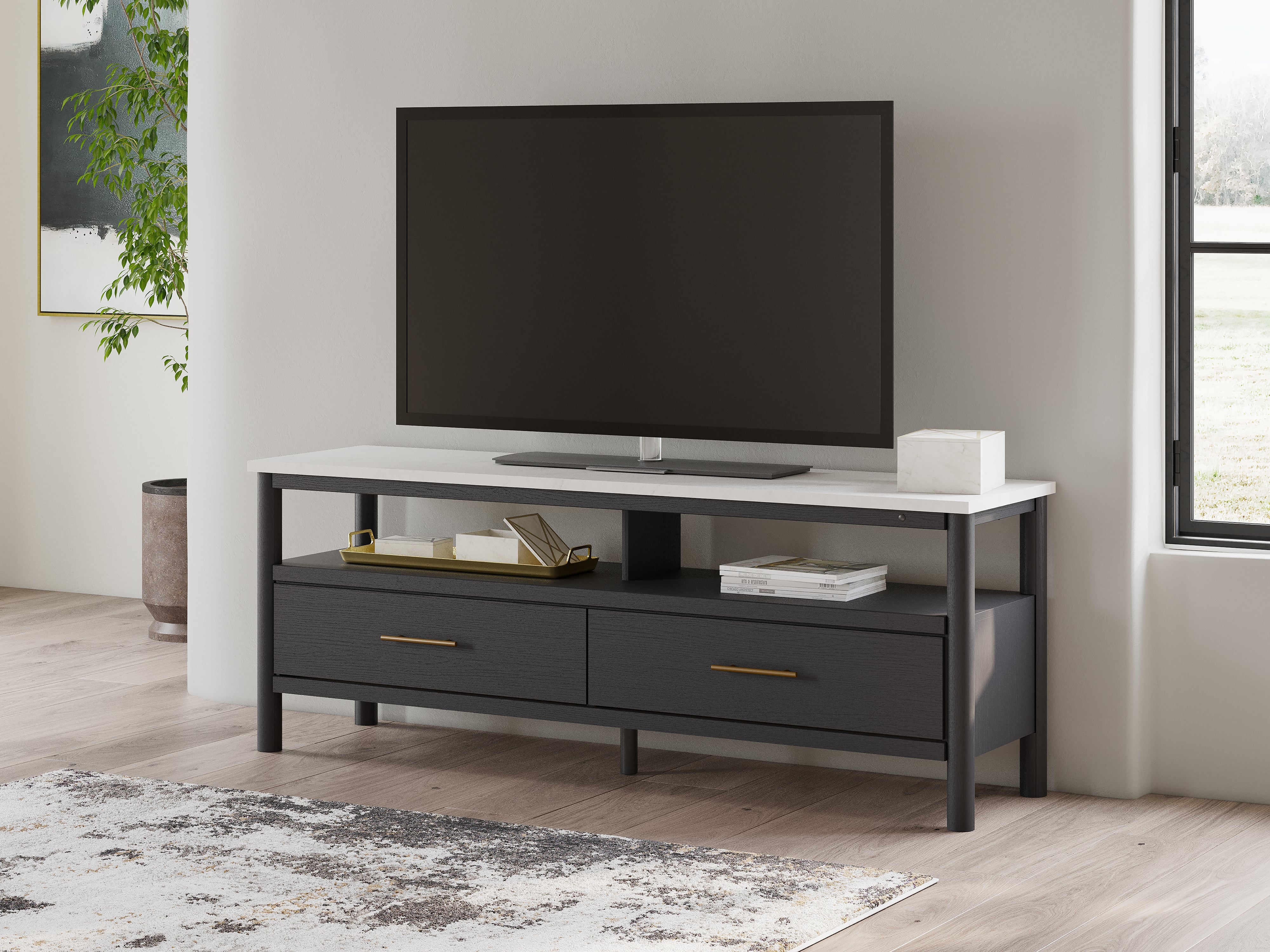 Prime Furniture - Ashley Furniture - Cadmori TV Stand - 72" / Black/White - W2616-68