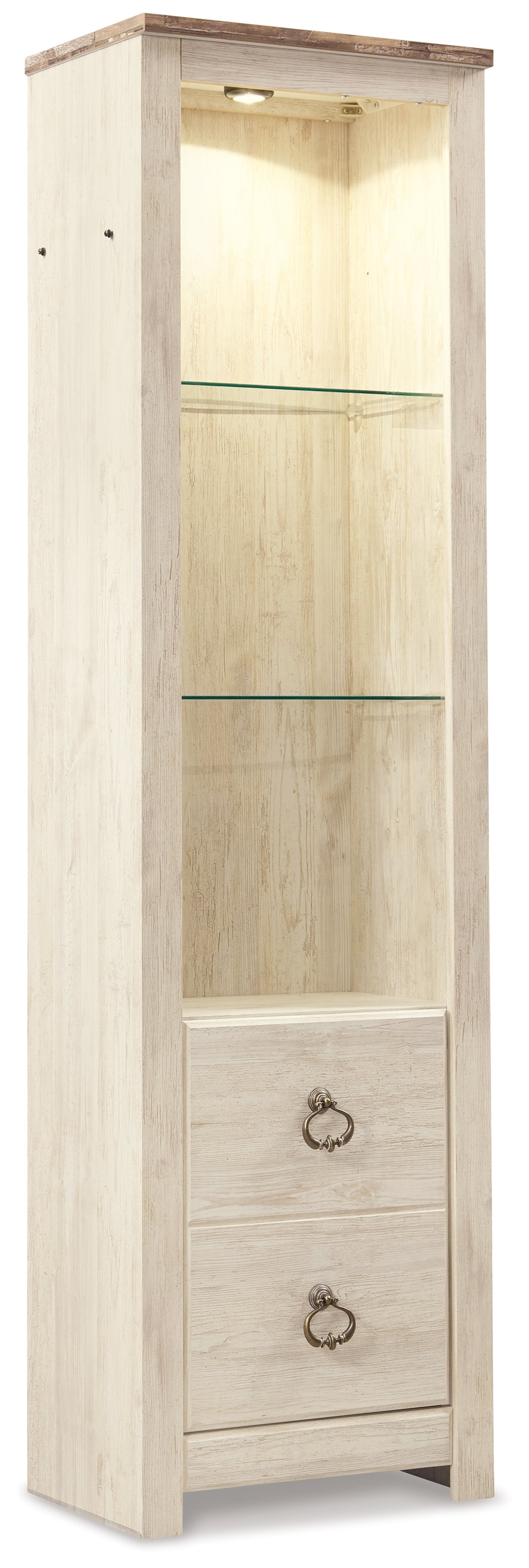 Prime Furniture - Ashley Furniture - Willowton Entertainment Center - Pier / Whitewash - W267-24