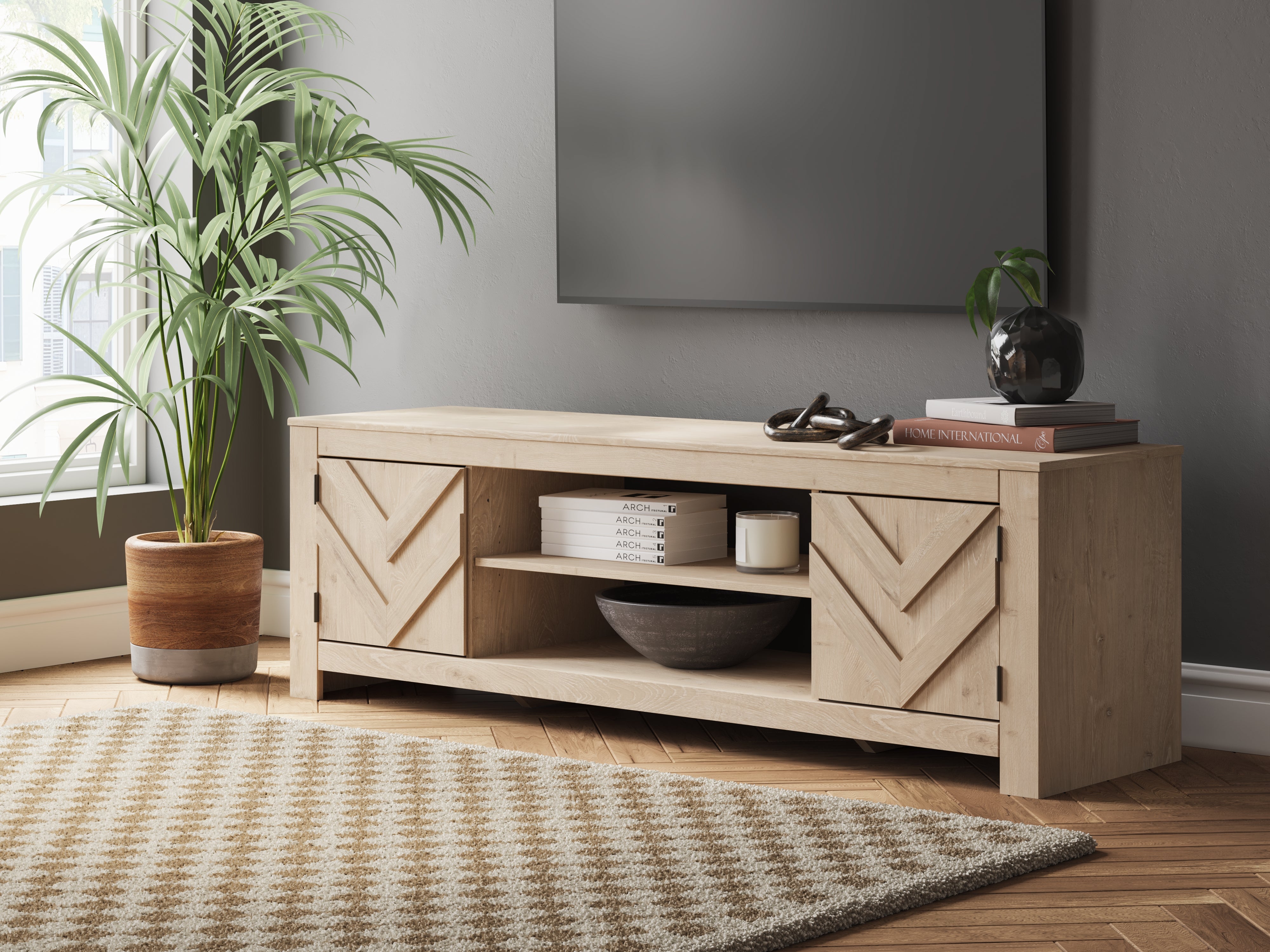 Prime Furniture - Ashley Furniture - Cayboni TV Stand - 71" / Whitewash - W3788-68