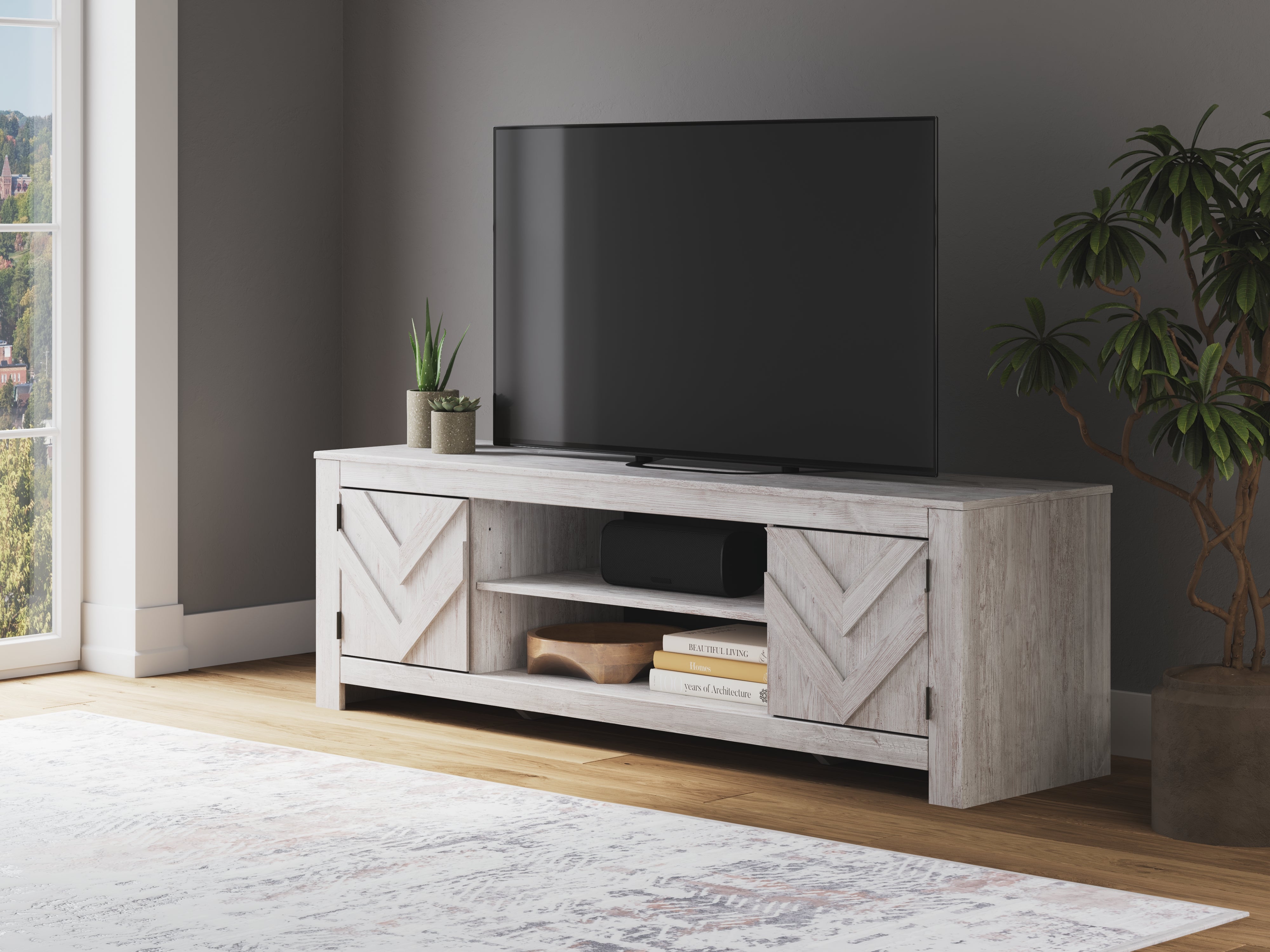 Prime Furniture - Ashley Furniture - Cayboni TV Stand - 71" / Whitewash - W3788-68