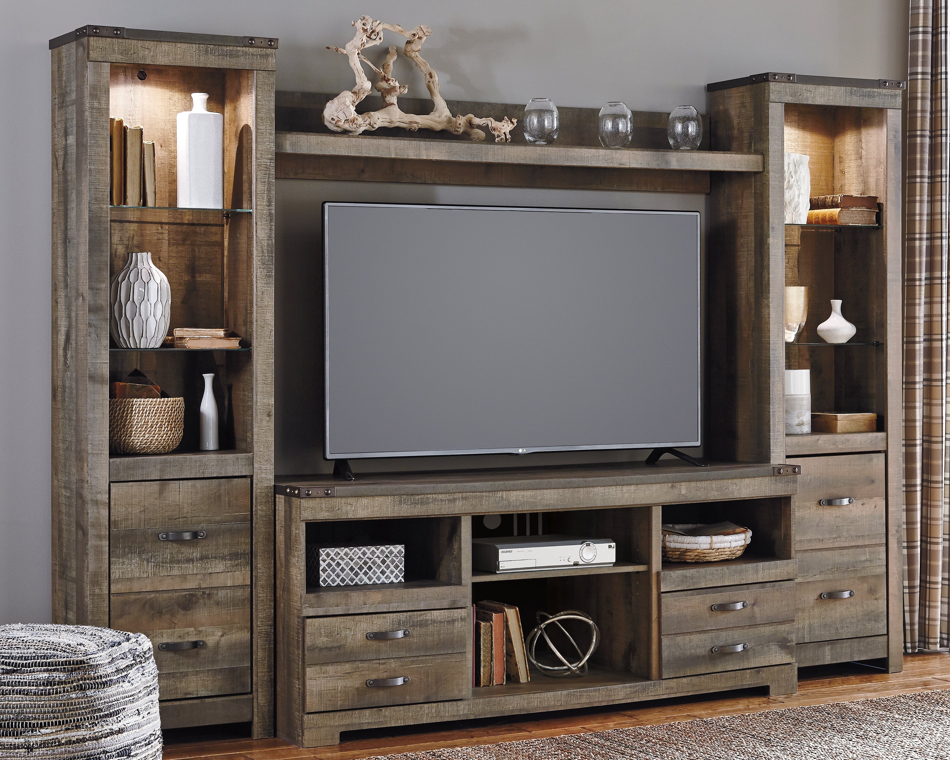 Prime Furniture - Ashley Furniture - Trinell Entertainment Center - Pier / Brown - W446-24