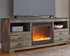 Prime Furniture - Ashley Furniture - Trinell 63" TV Stand with Electric Fireplace - 63" TV Stand with Electric Fireplace / Brown - W446W5