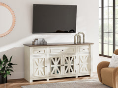 Prime Furniture - Ashley Furniture - Bolanburg 73" TV Stand - 73" / White/Weathered Gray - W647-68